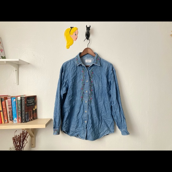 90s Floral Denim Shirt - Picture 1 of 3